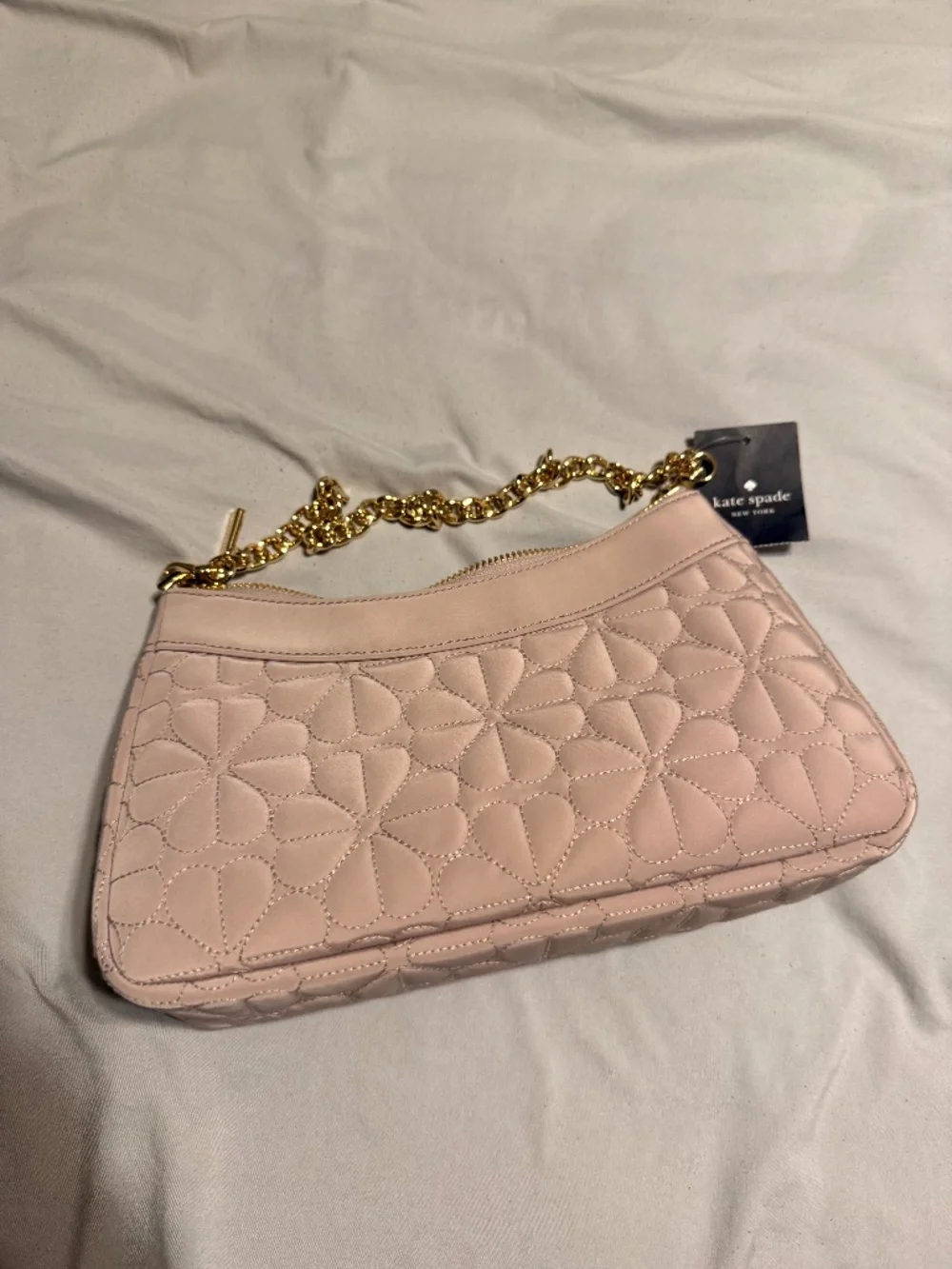 Kate Spade Light Pink Shoulder Purse with Gold Chain and detachable strap
